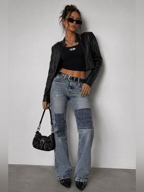 Levi’s Made & Crafted 501 Skinny Moto Patchwork Jeans 25Premium Distressed Denim